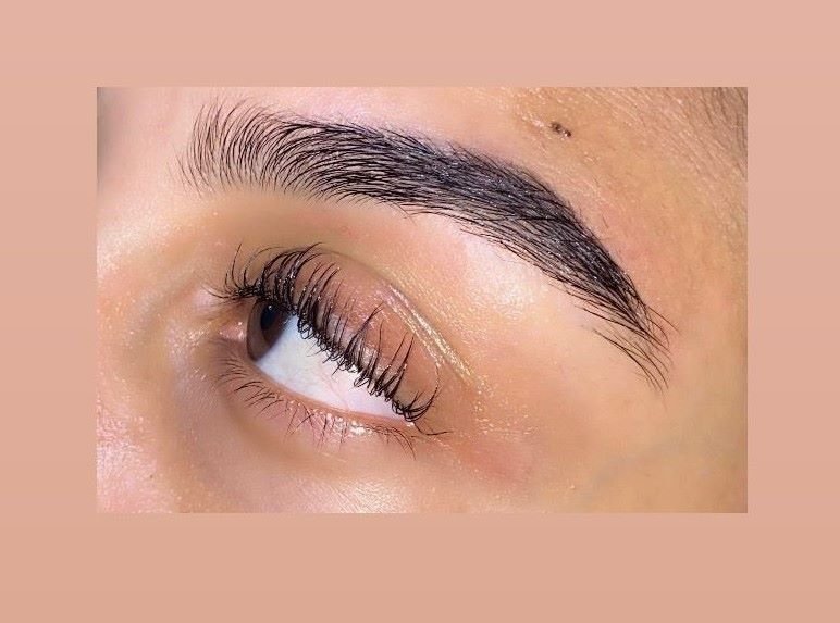 Temporary close-up image of laminated brows