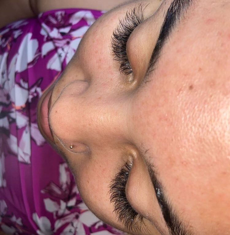 Temporary beauty image showing eyelash extensions