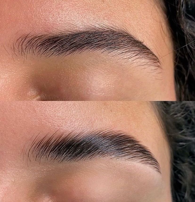 Temporary close-up image of laminated brows